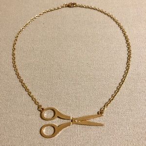 Gold Scissors Metal Necklace